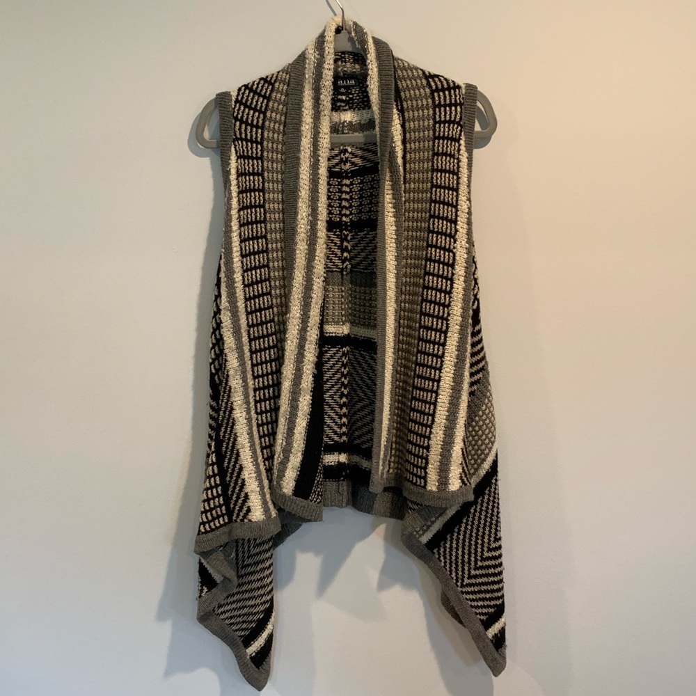 Black/Grey Open Front Sweater
